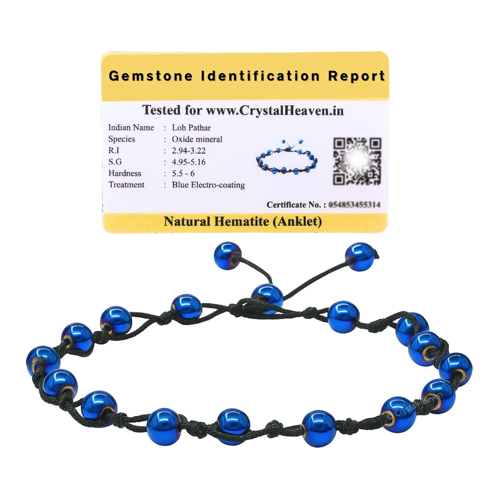 Blue Hematite Anklet (Hand Knotted)