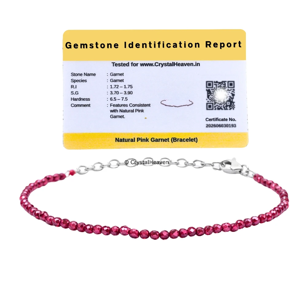 Pink Garnet Bracelets - 2mm Faceted Beads (Silver)