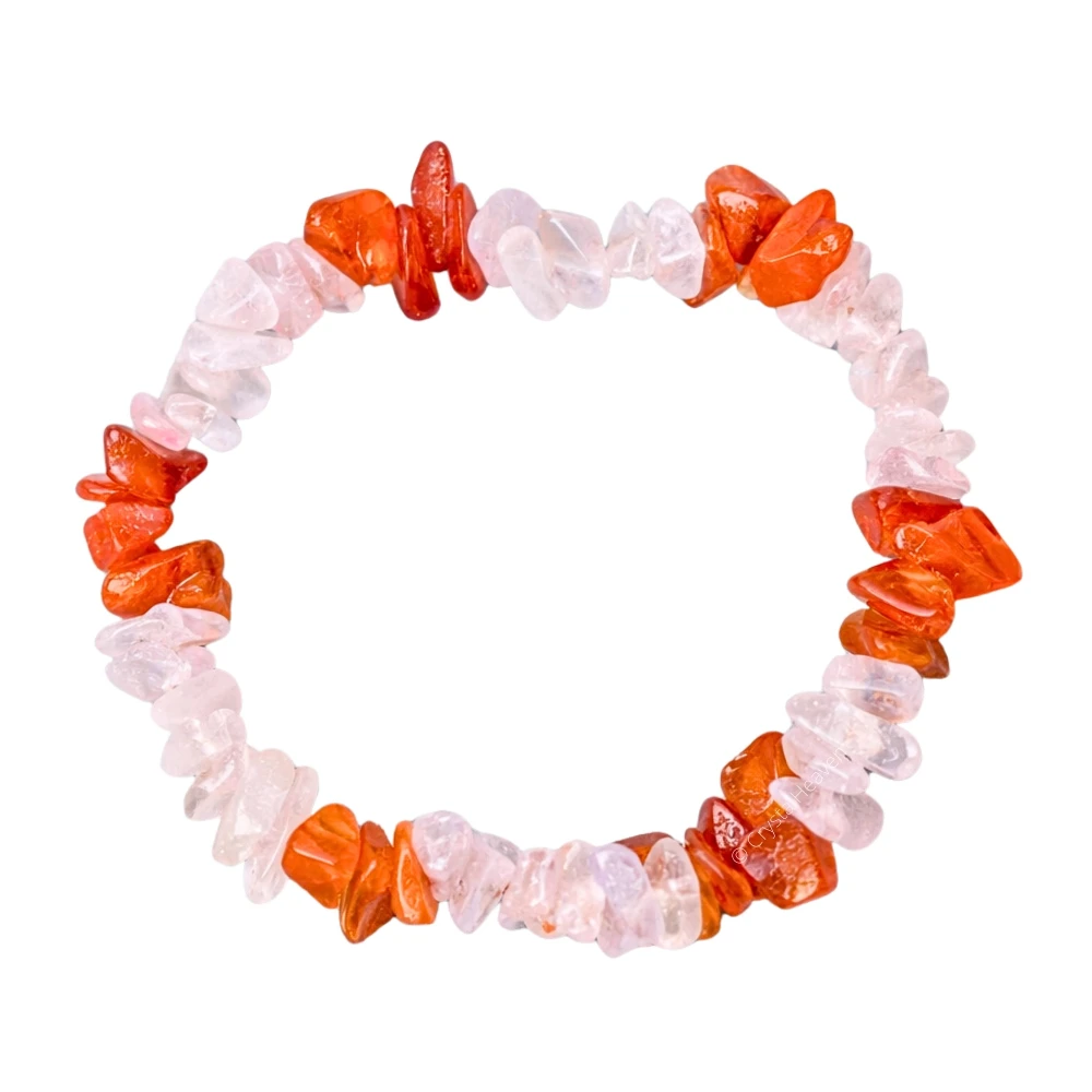 Rose Quartz & Carnelian Chips Bracelet