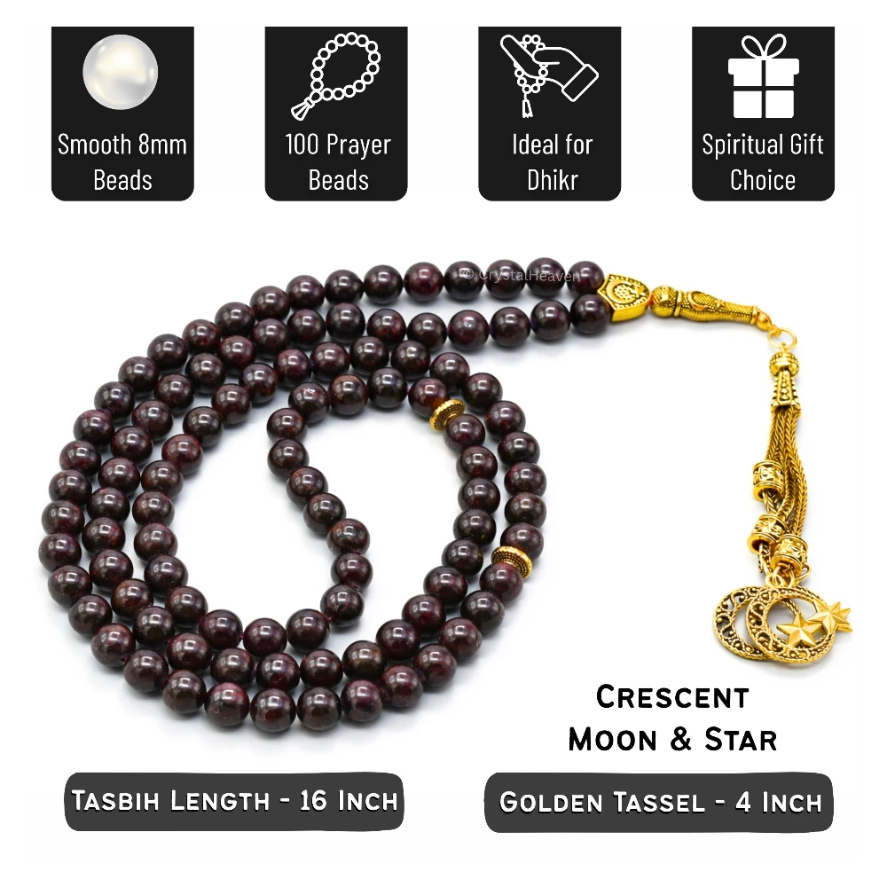 Garnet Crystal Tasbih (Gold)