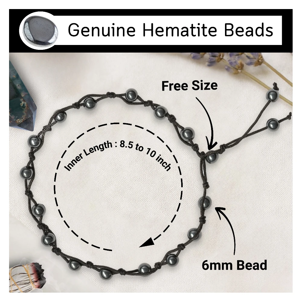 Hematite Anklet (Hand Knotted)