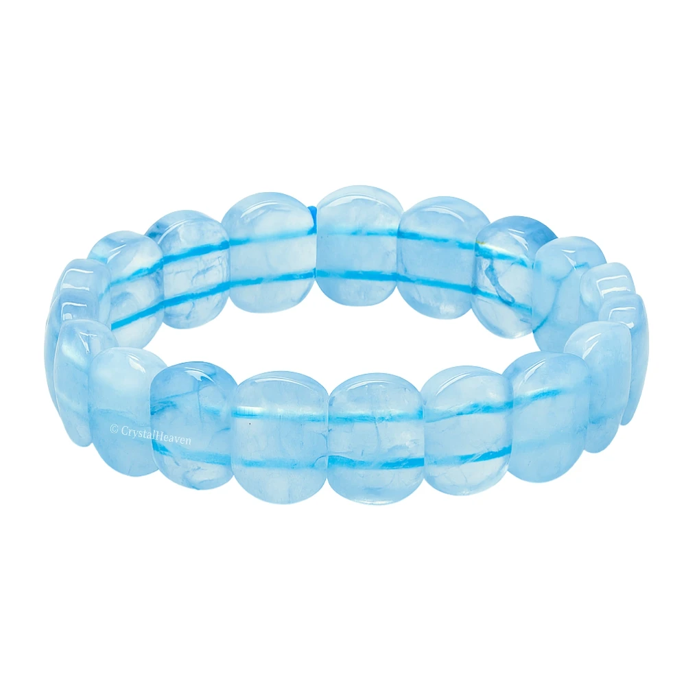 Aquamarine Onyx Faceted Beads Bracelet - Oval Stone
