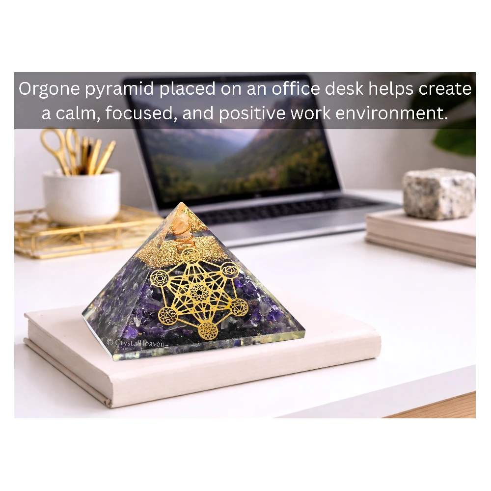 Amethyst Orgone Pyramid (Chakra Metatron cube)