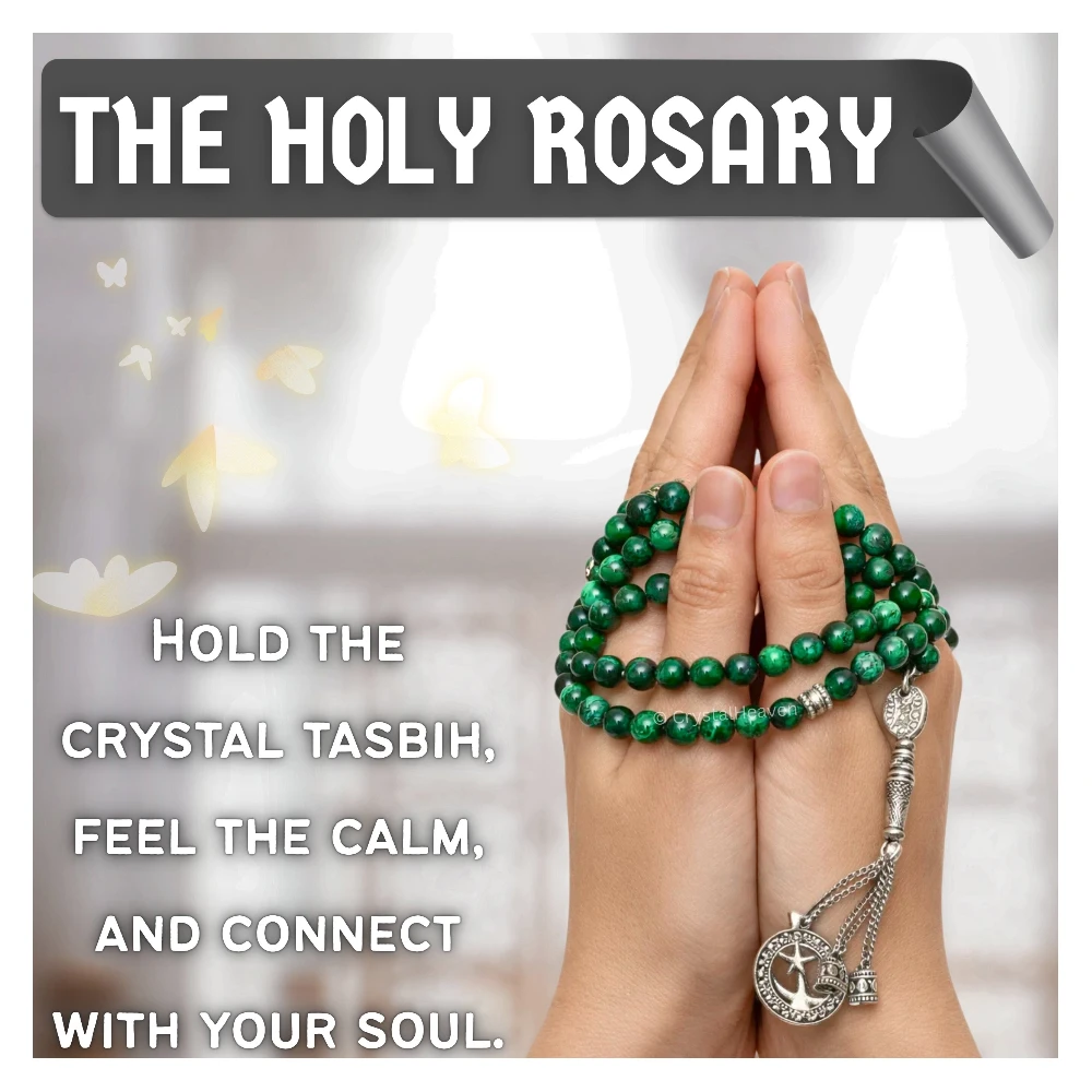 Green Tiger Eye Crystal Tasbih (Silver)
