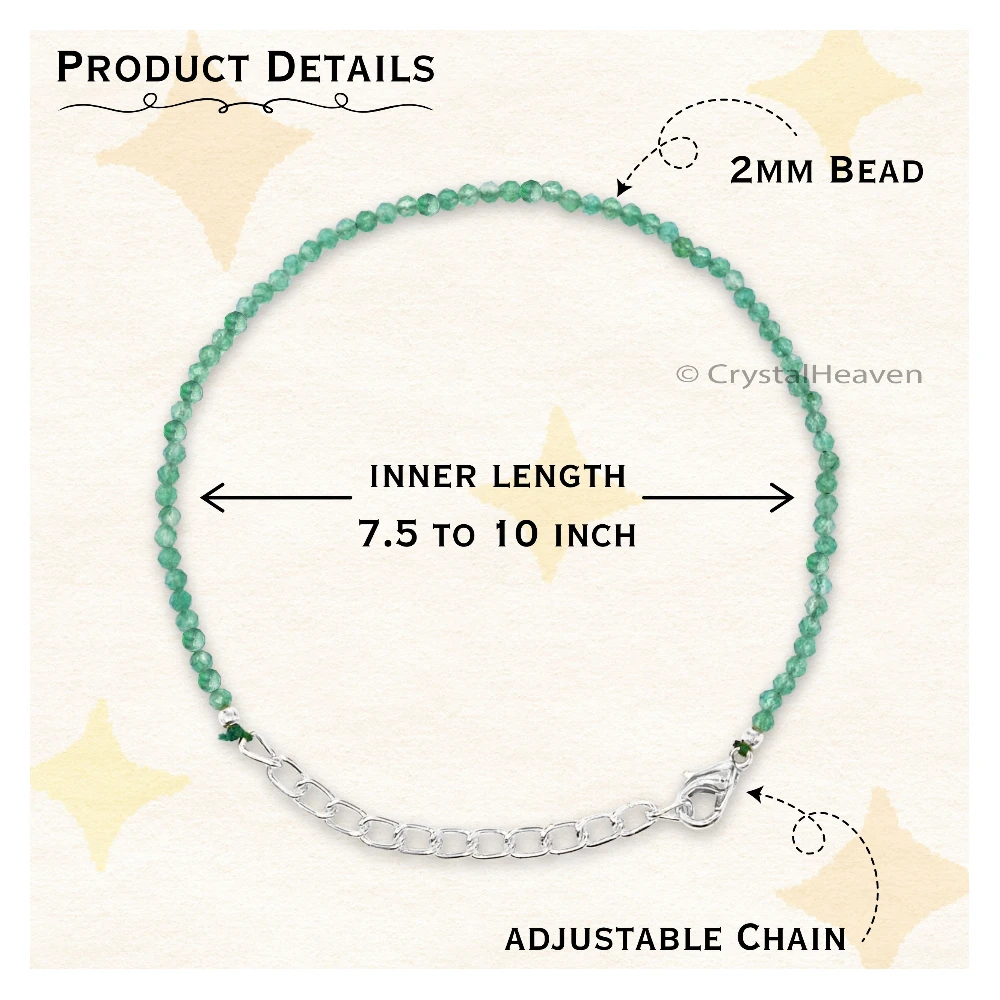 Green Onyx Bracelets - 2mm Faceted Beads (Silver)