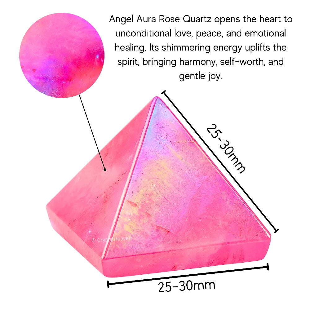 Angel Aura Rose Quartz Pyramid (1 Inch)