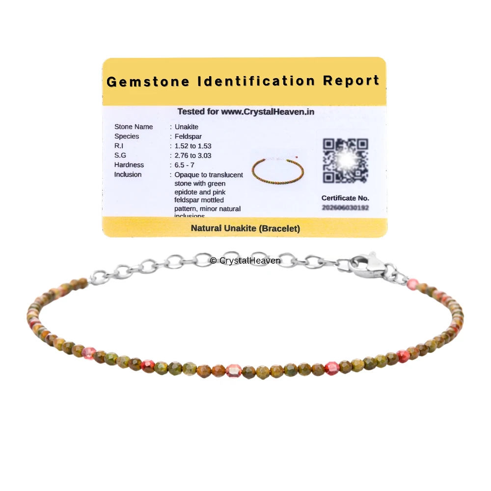 Unakite Bracelets - 2mm Faceted Beads (Silver)