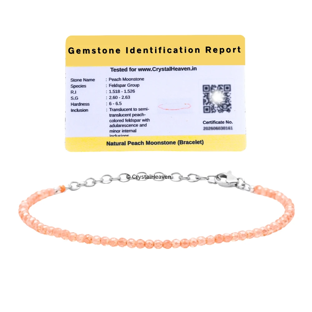 Peach Moonstone Bracelets - 2mm Faceted Beads (Silver)