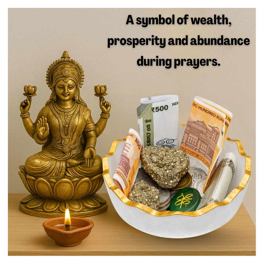 Money Bowl For Feng Shui Wealth Attraction (Bowl with Golden Rim)