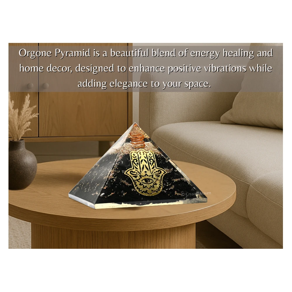 Black Tourmaline Orgone Pyramid (Hamsa)