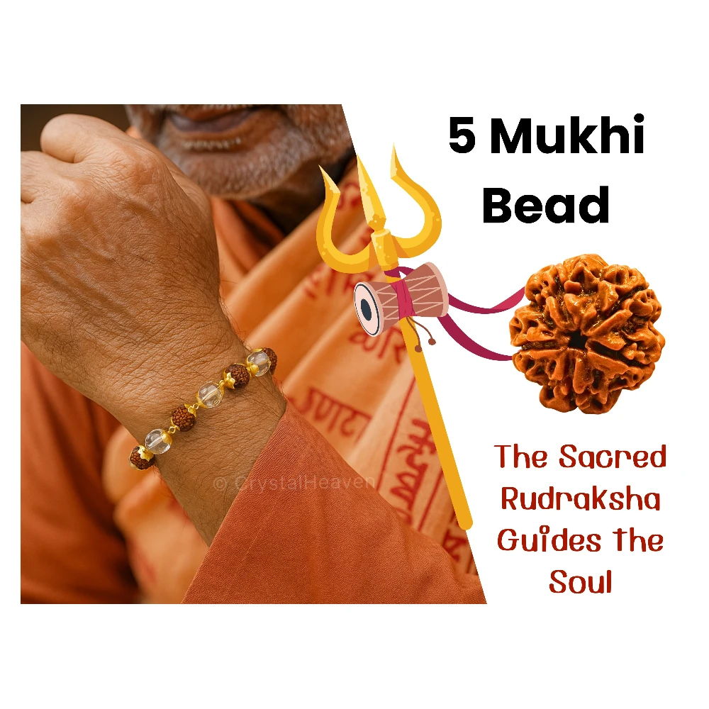Sphatik Crystal and Rudraksha Bracelet (Gold Chain)