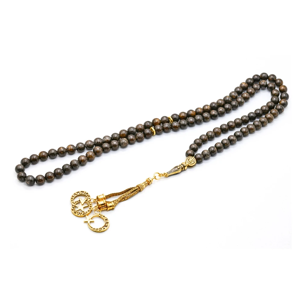 Bronzite Crystal Tasbih (Gold)