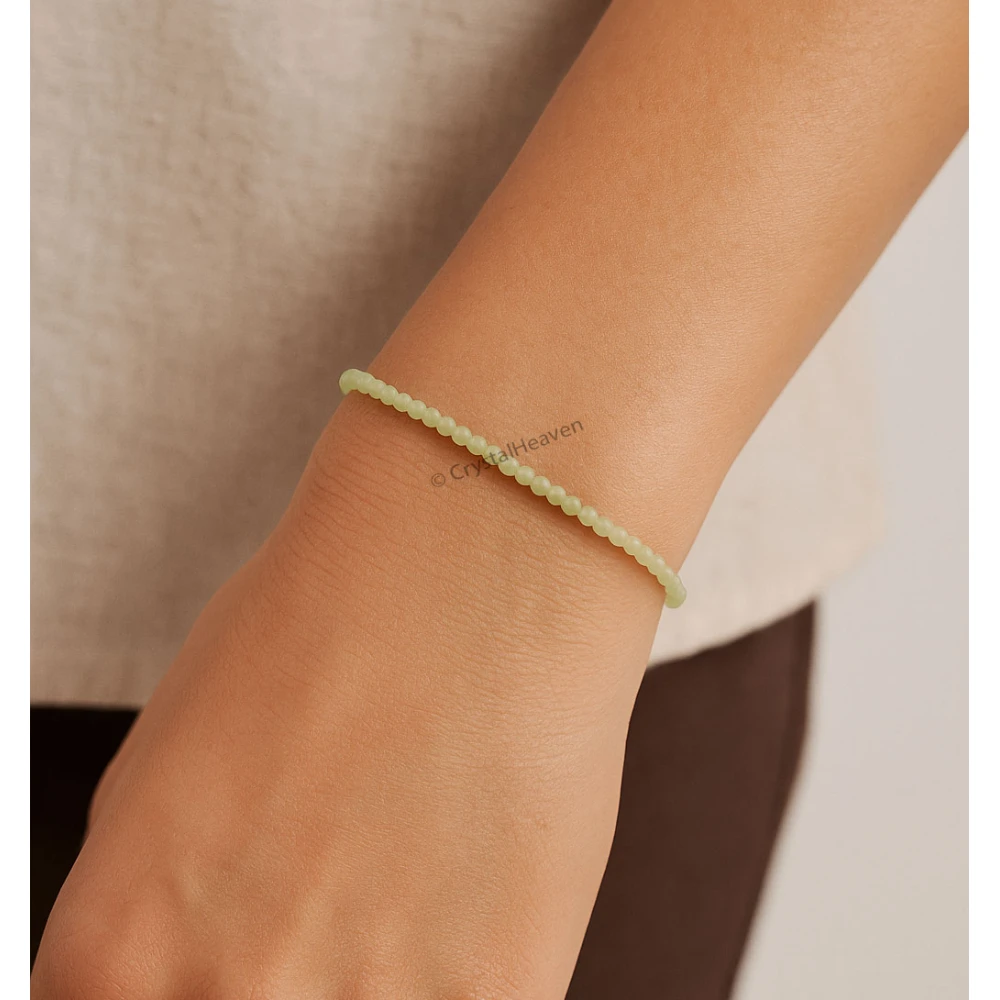 Prehnite Bracelets - 2mm Faceted Beads (Gold)
