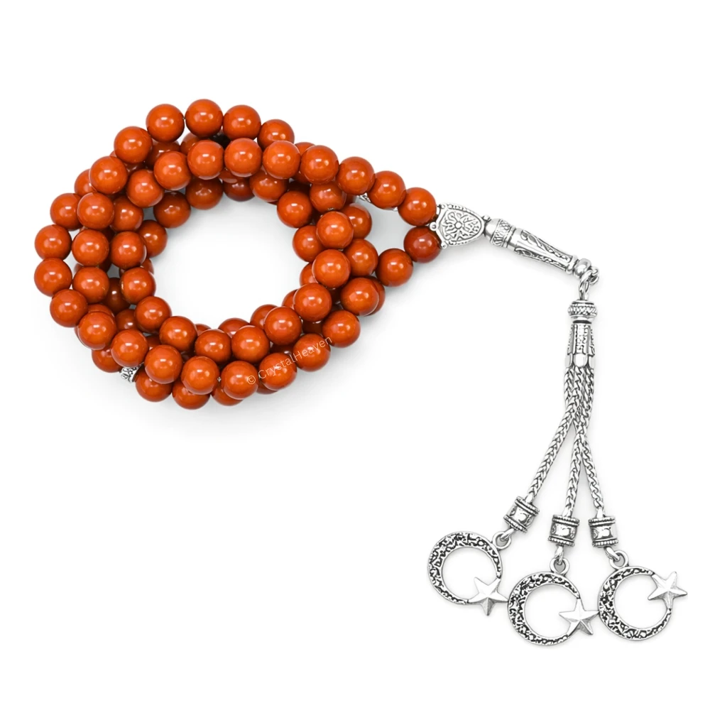 Red Jasper Crystal Tasbih (Silver)