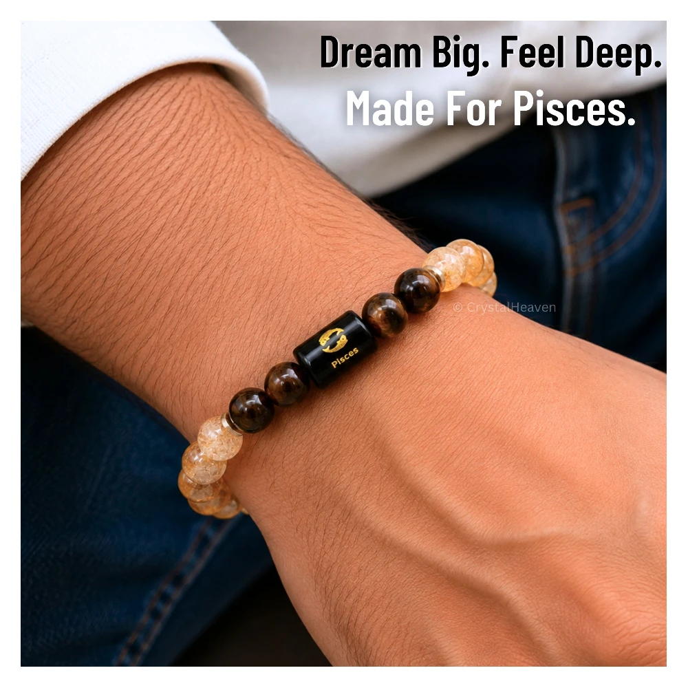 Pisces Bracelet (मीन राशि) - Citrine & Tiger Eye (Only Bracelet)