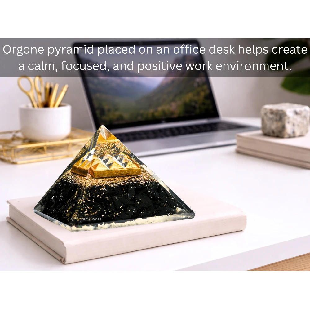 Shungite Orgone Pyramid (9 Pyramid Plate)