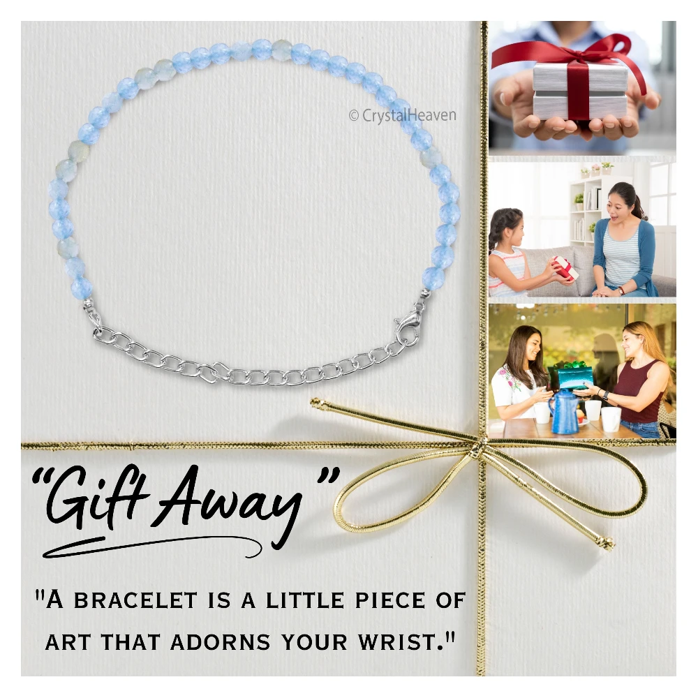 Aquamarine Bracelets - 2mm Faceted Beads (Silver)