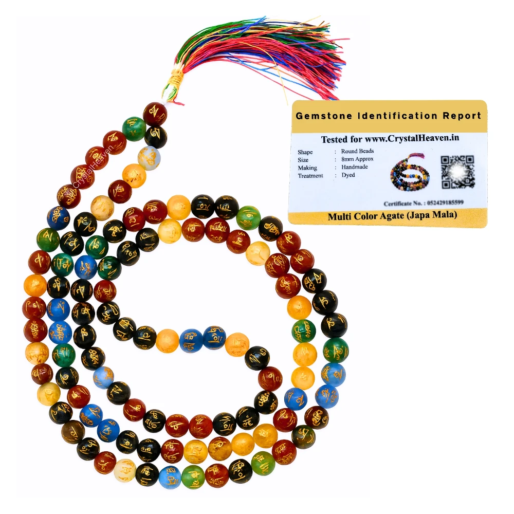 Multi Gemstone Japa Mala (Om Mani Padme Hum) (Without Knot)