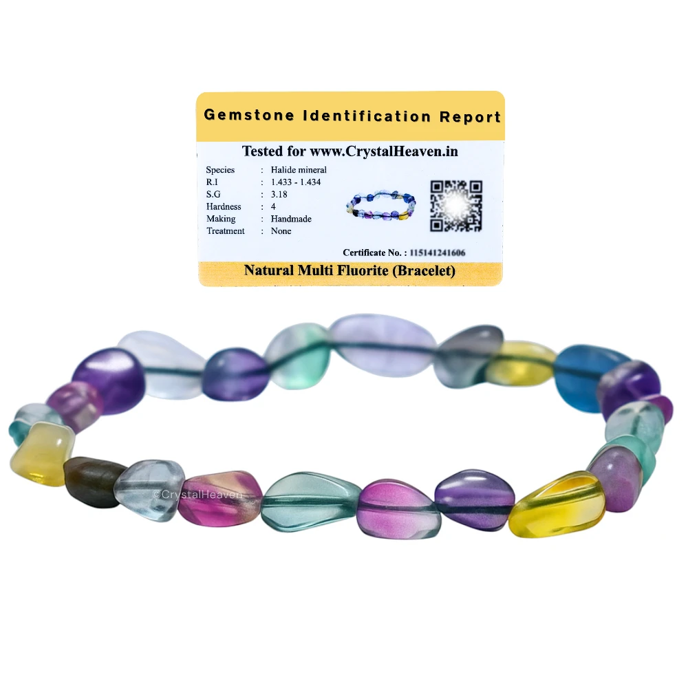 Multi Fluorite Tumbled Bracelet (Elastic)