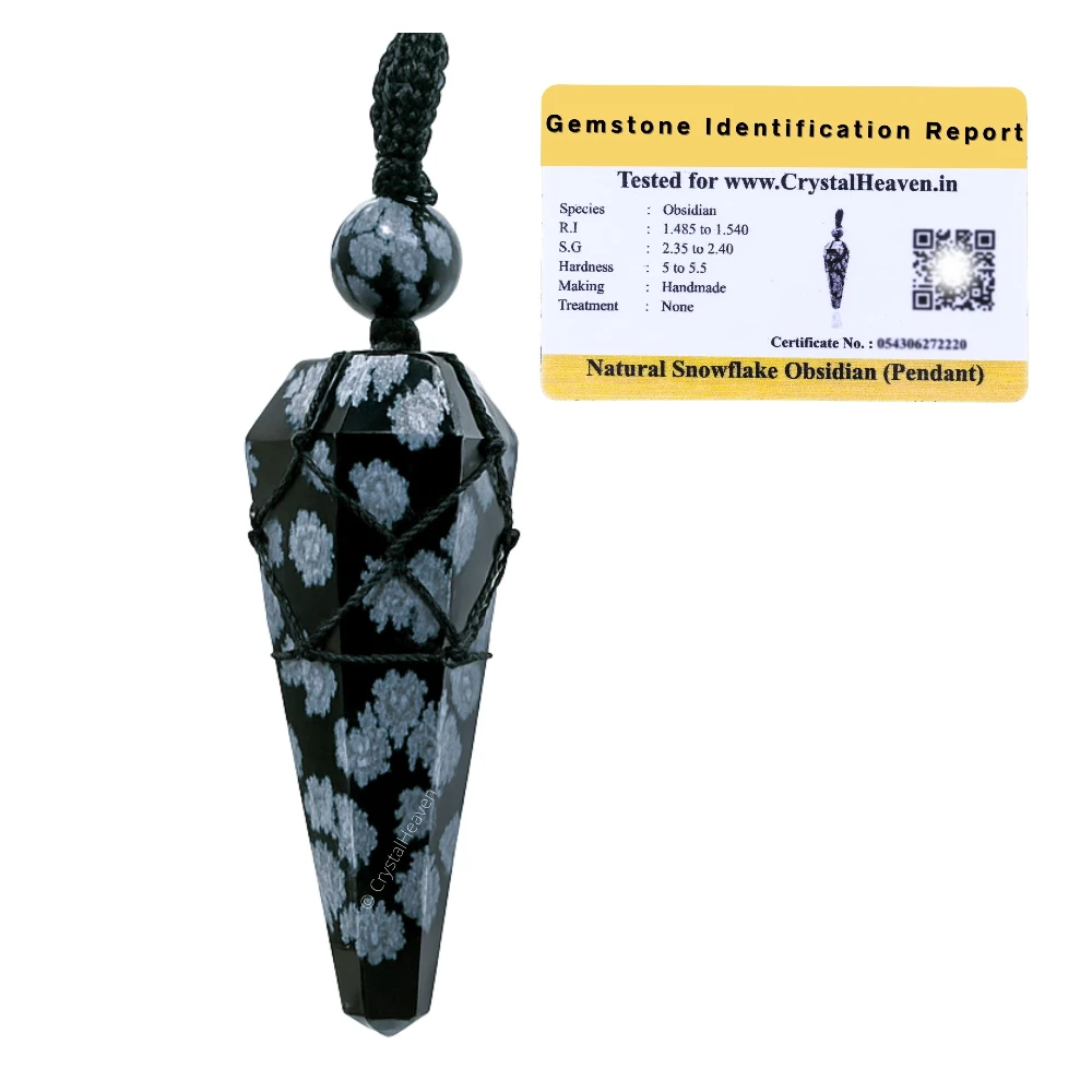 Snowflake Obsidian Pendulum Pendant Necklace (Macrame)