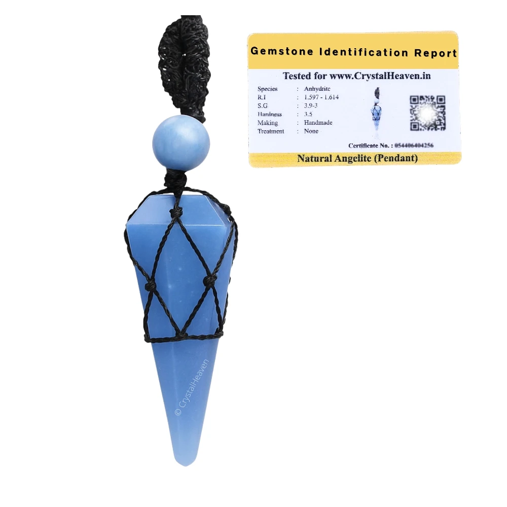 Angelite Pendulum Pendant Necklace (Macrame)