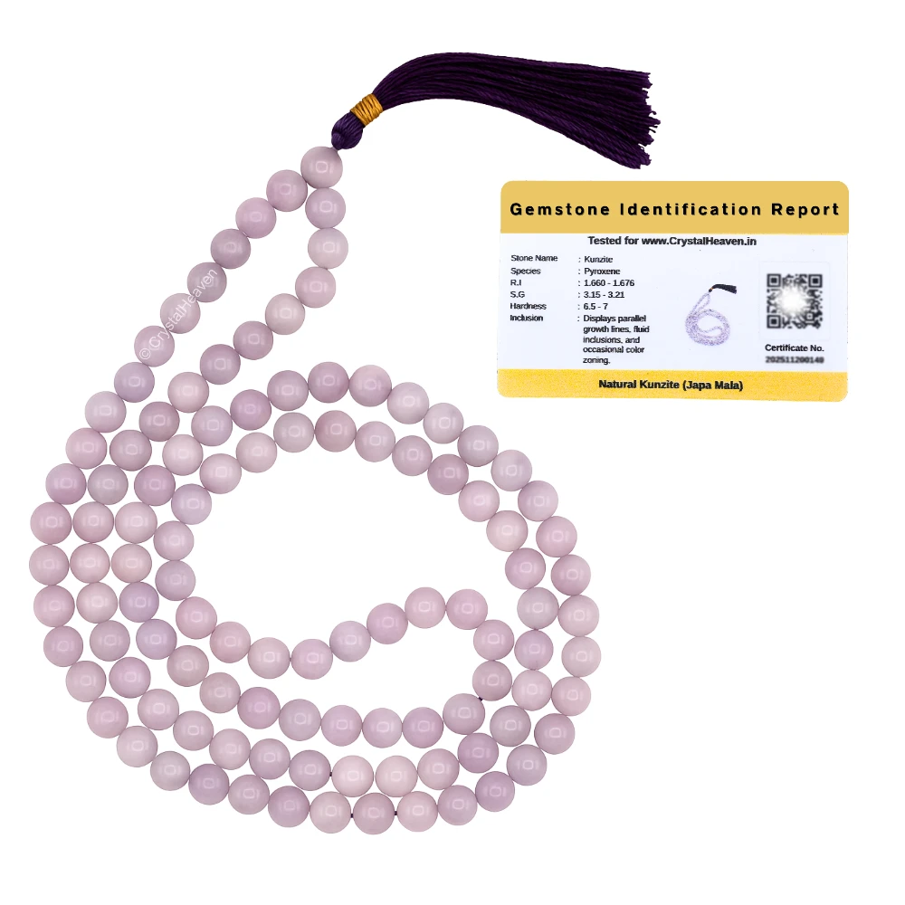 Kunzite Japa Mala (Without Knot)