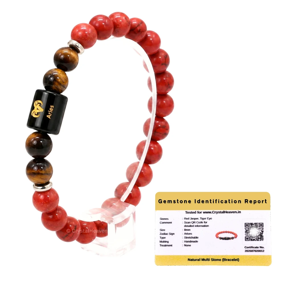 Aries Bracelet (मेष राशि) - Red Jasper & Tiger Eye