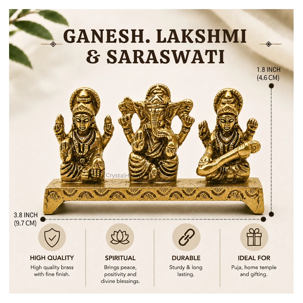 Ganesh, Laxmi & Saraswati Bass Idol Figurine (265 Gram, 1.8 Inch)