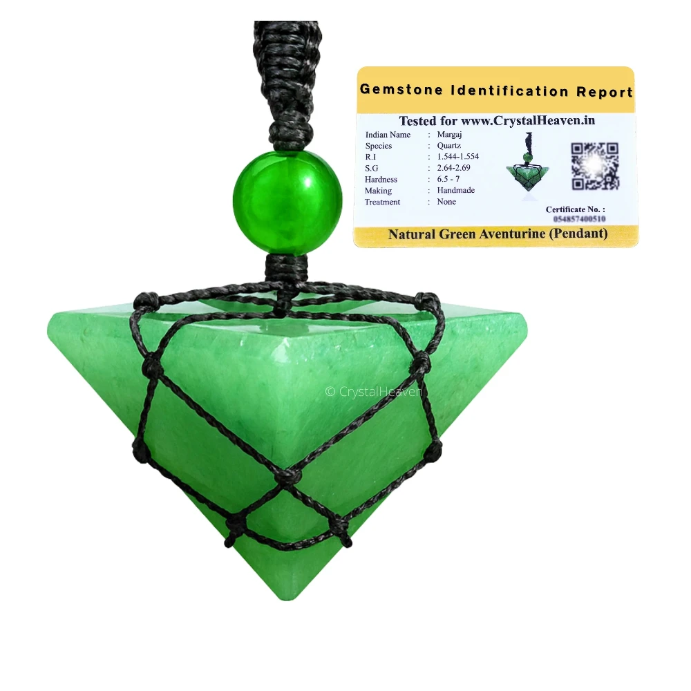 Green Aventurine Pyramid Macrame Pendant Necklace