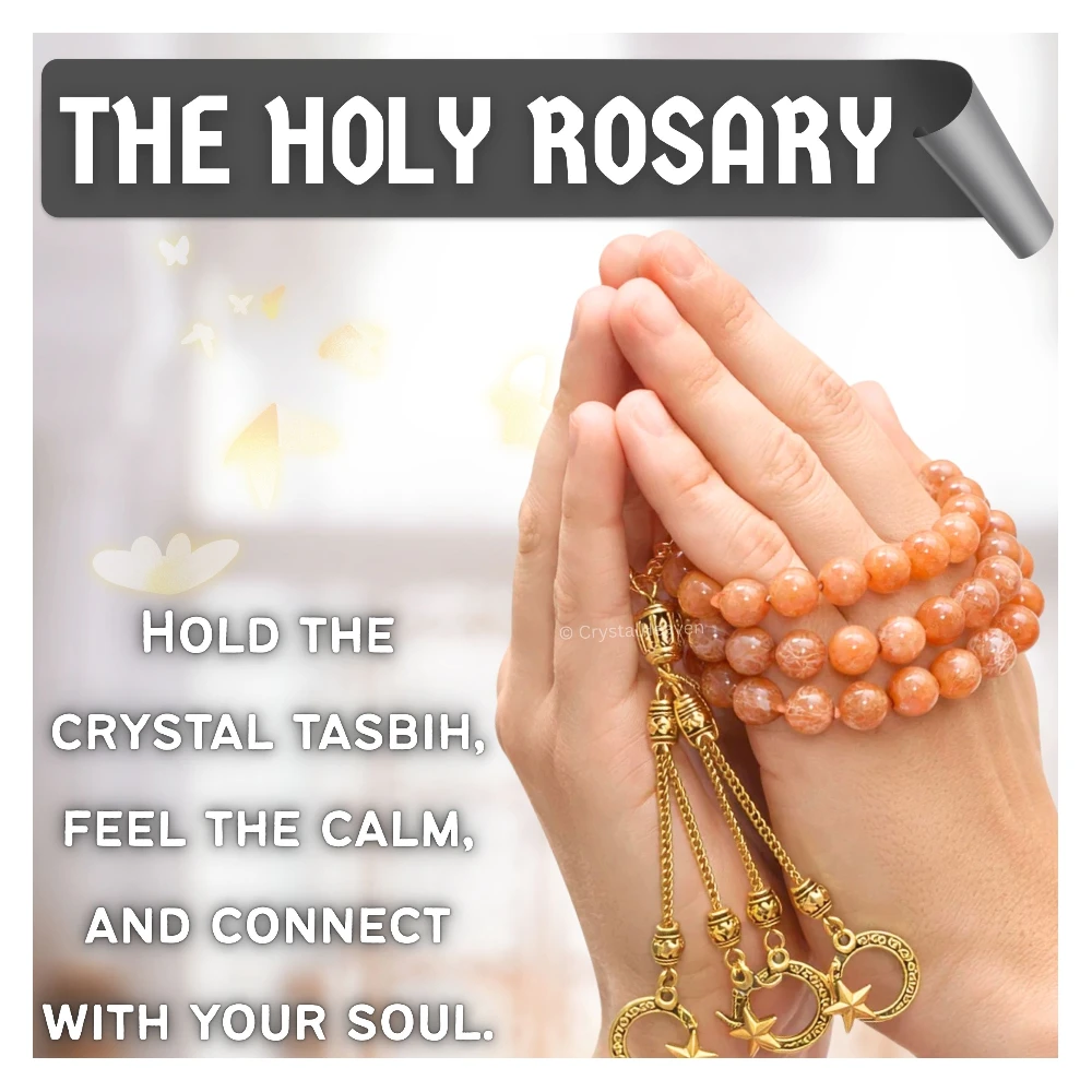 Sunstone Crystal Tasbih (Gold)