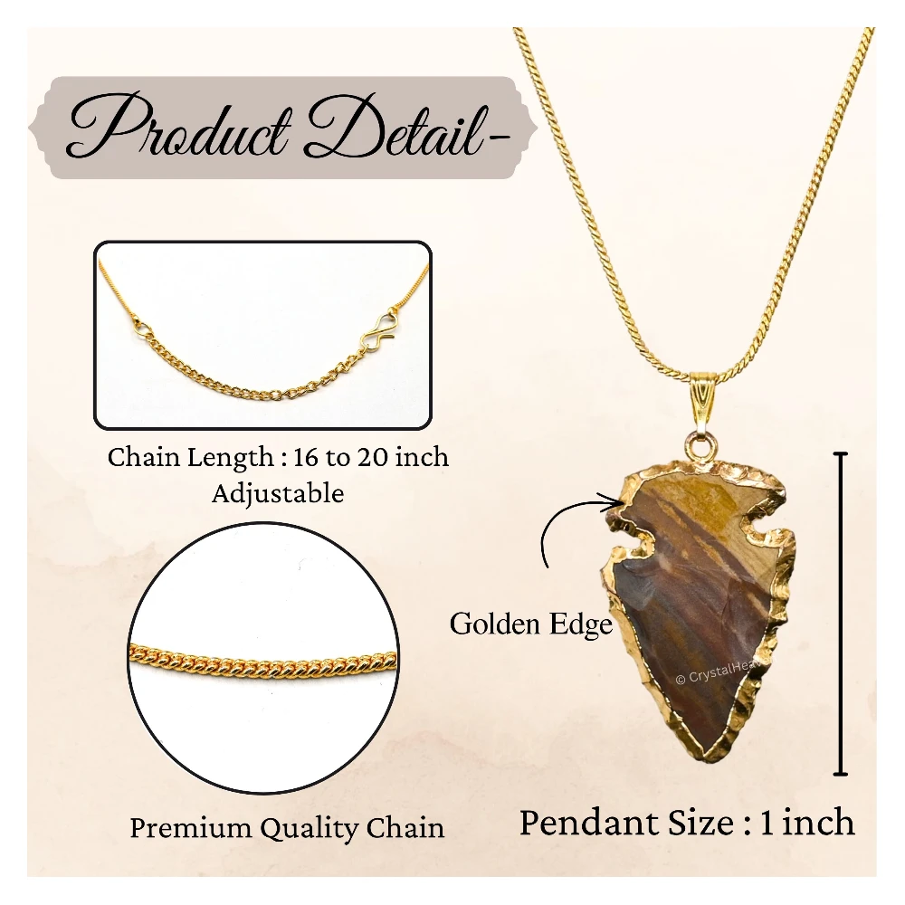 Fancy Jasper Arrow Head Pendant - Gold Plated