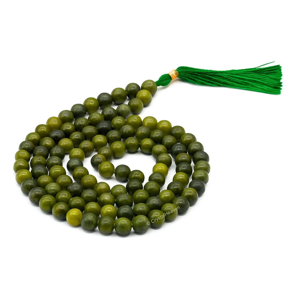 Green Jade Japa Mala (Without Knot)