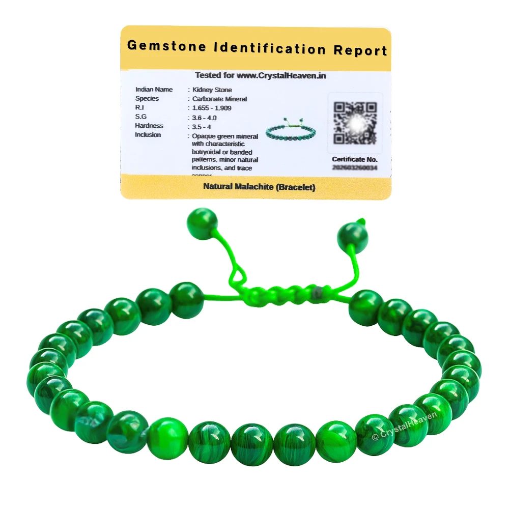 Malachite Healing Crystal Bracelets - 6mm Beads (Adjustable)