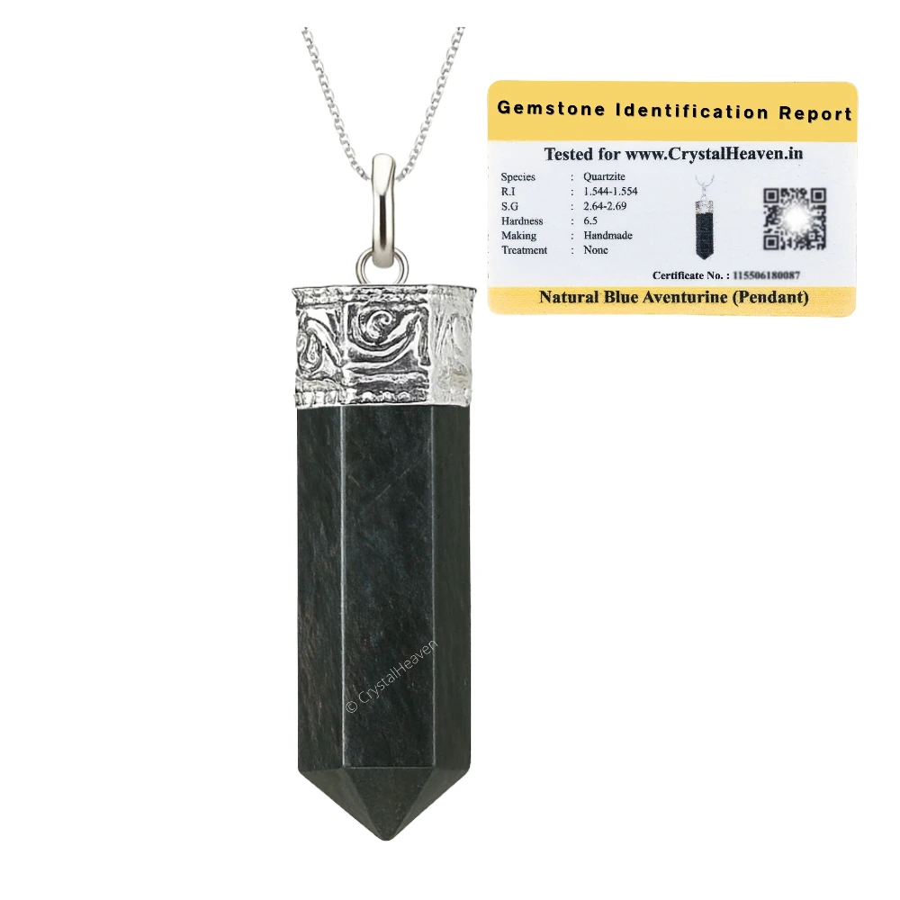 Blue Aventurine Necklace - Pencil Point (Silver)