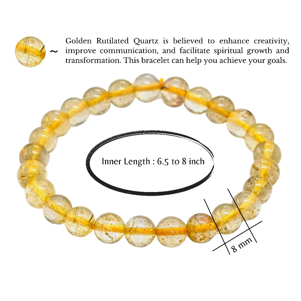 Golden Rutilated Quartz Bracelet (Elastic)