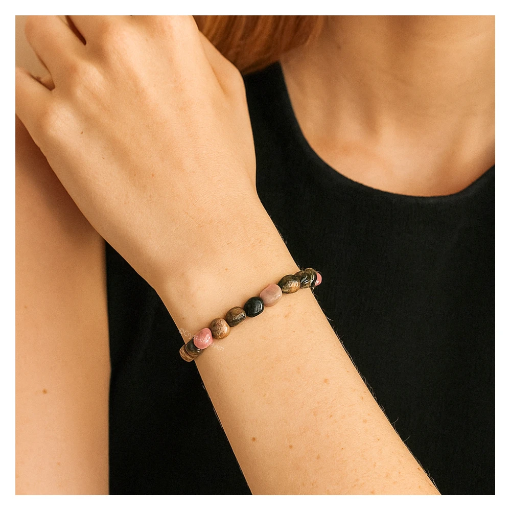 Rhodonite Tumbled Bracelet (Elastic)