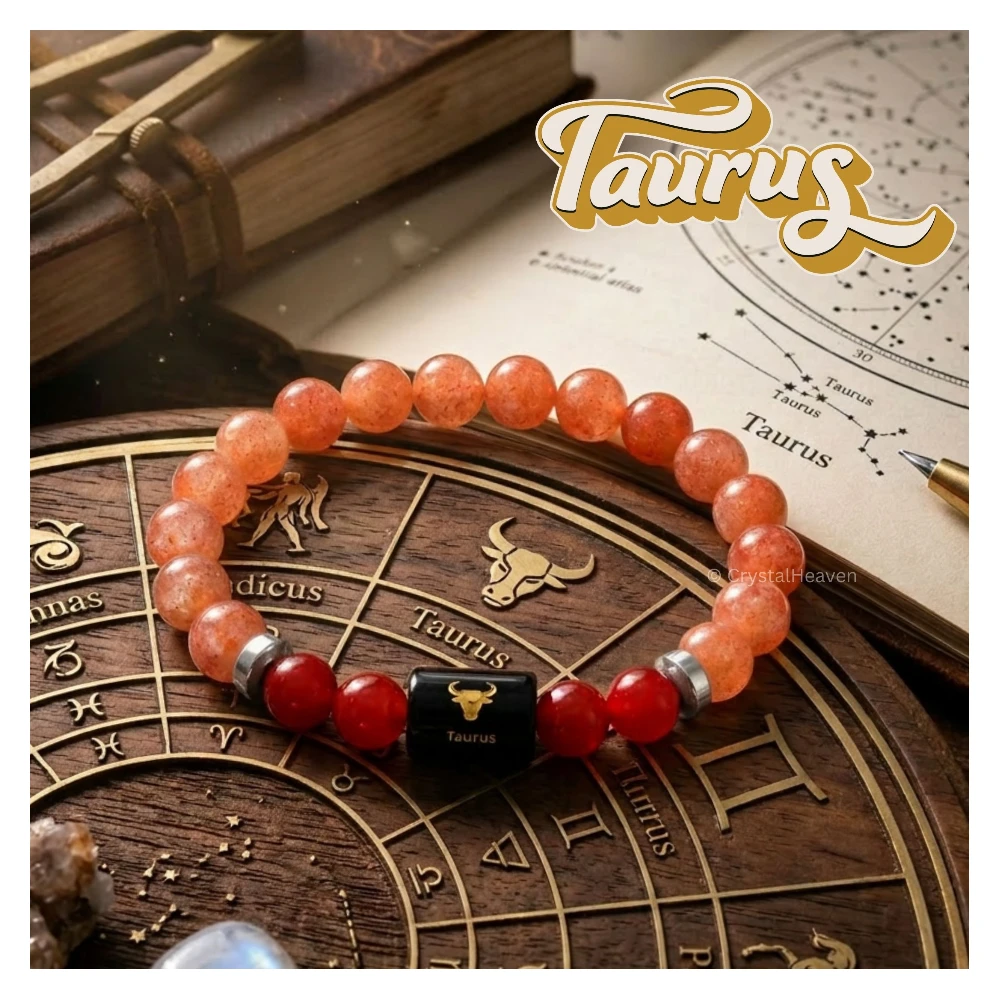 Taurus Bracelet (वृषभ राशि) - Sunstone & Carnelian (Only Bracelet)