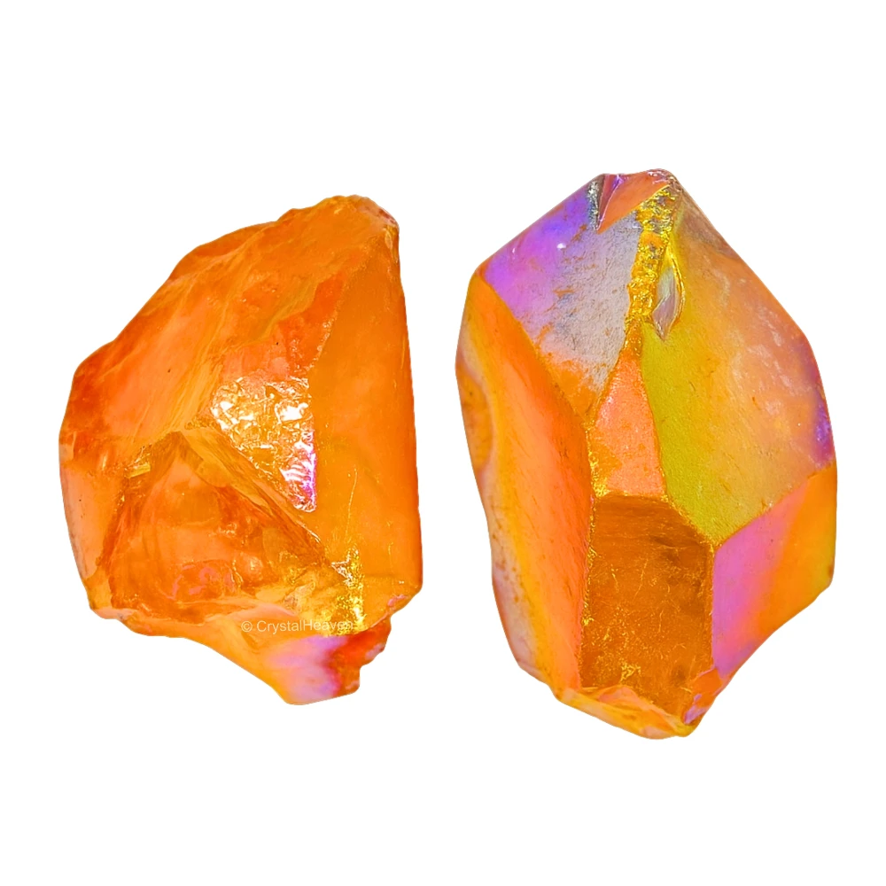 Raw Tangerine Aura Quartz Crystals (1 Piece)