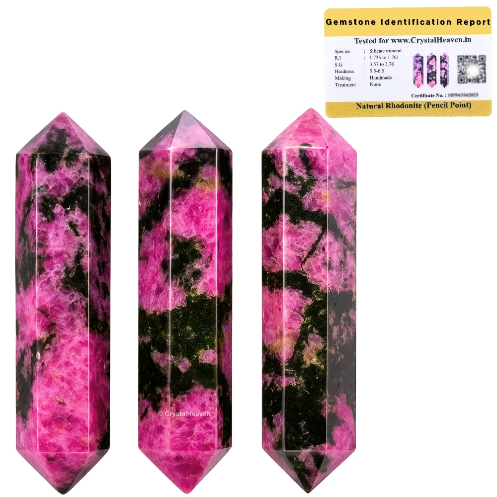 Rhodonite Pencil Points (Double Terminated) (Set of 3)