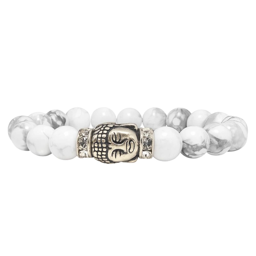 Howlite with Buddha Bracelet (Elastic)