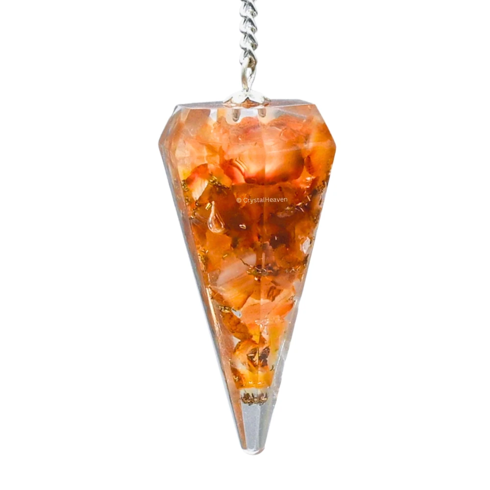 Carnelian Crystal Orgone Pendulum