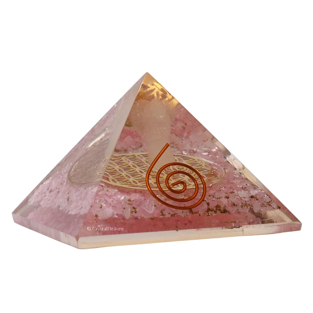 Rose Quartz Orgone Pyramid (Copper with Angel)