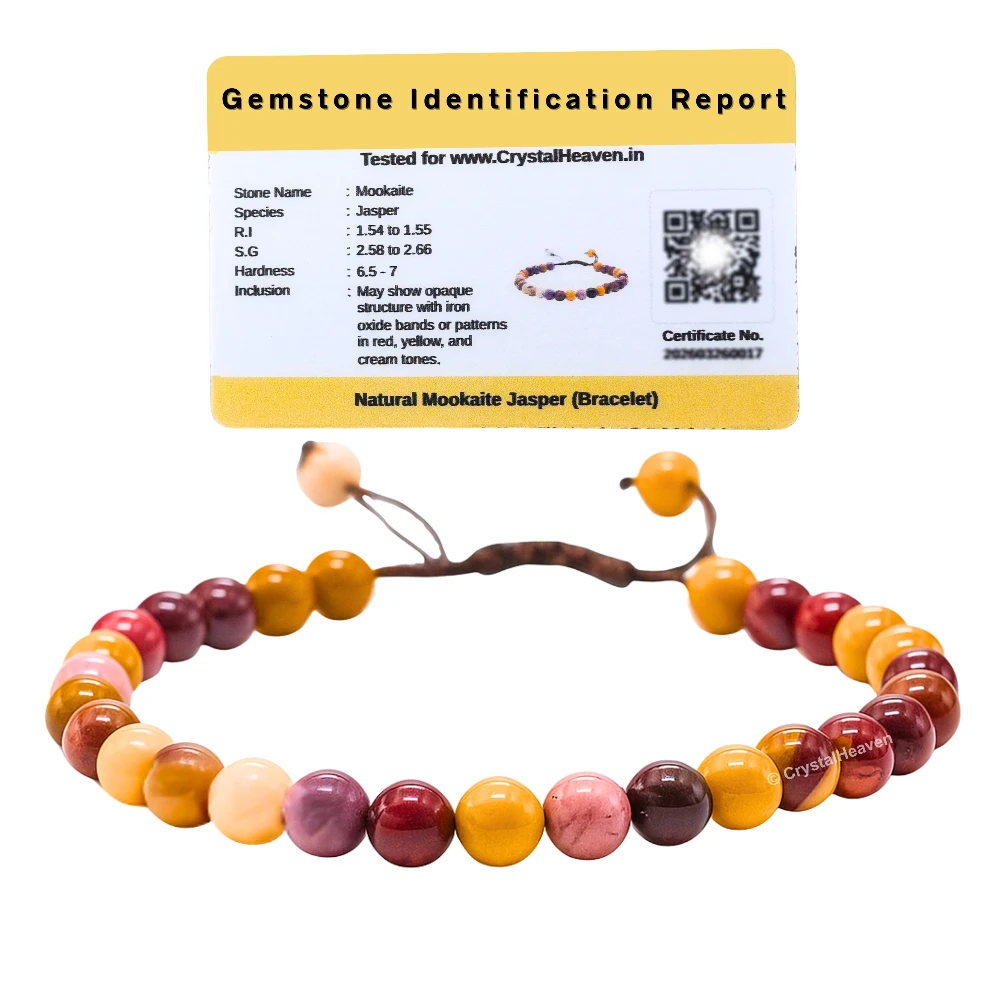 Mookaite Jasper Healing Crystal Bracelets - 6mm Beads (Adjustable)