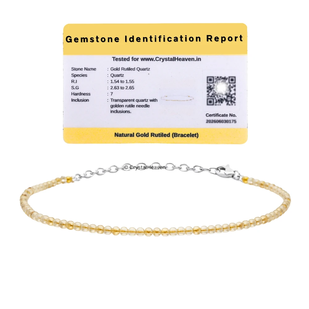 Golden Rutilated Quartz Bracelets - 2mm Faceted Beads (Silver)
