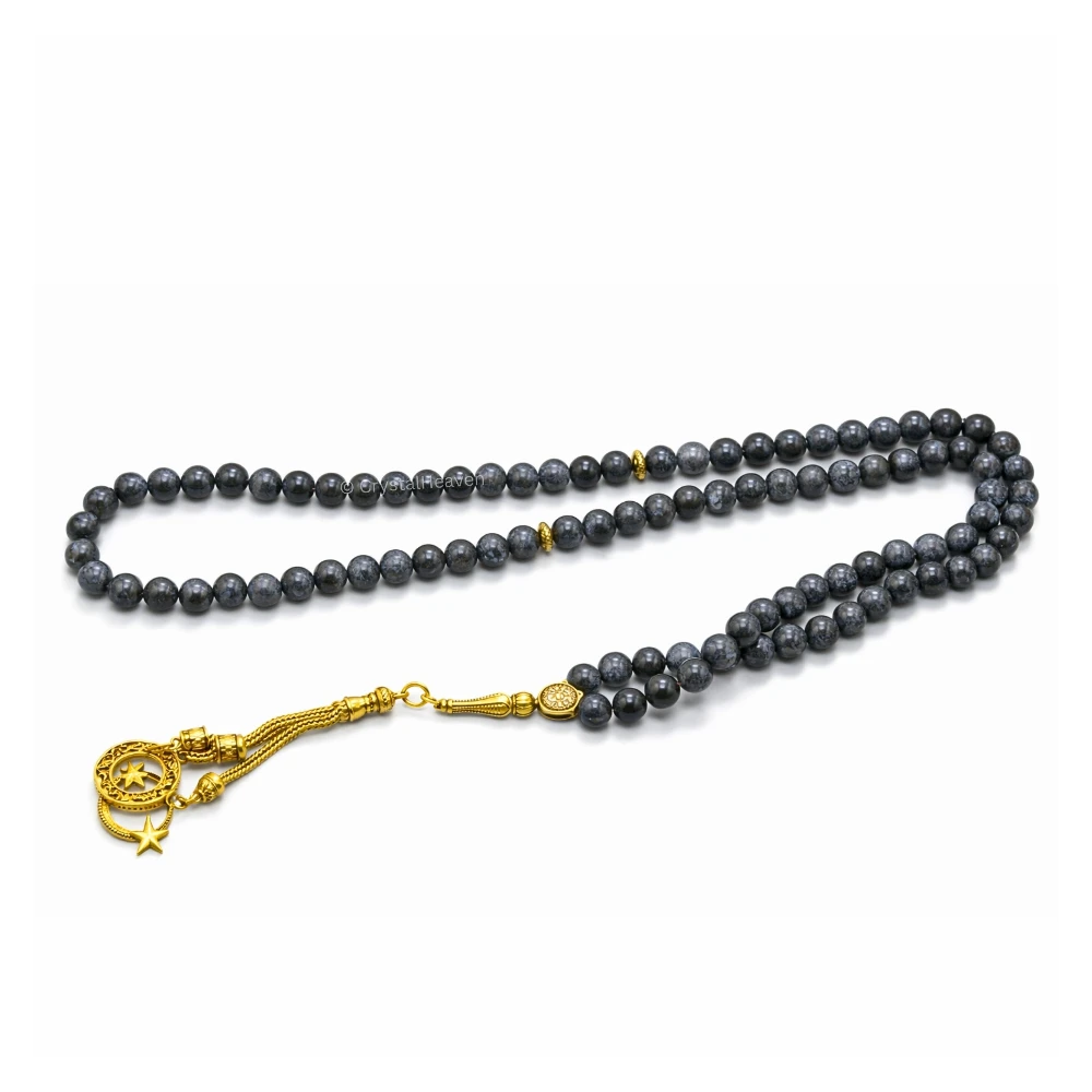 Larvikite Crystal Tasbih (Gold)