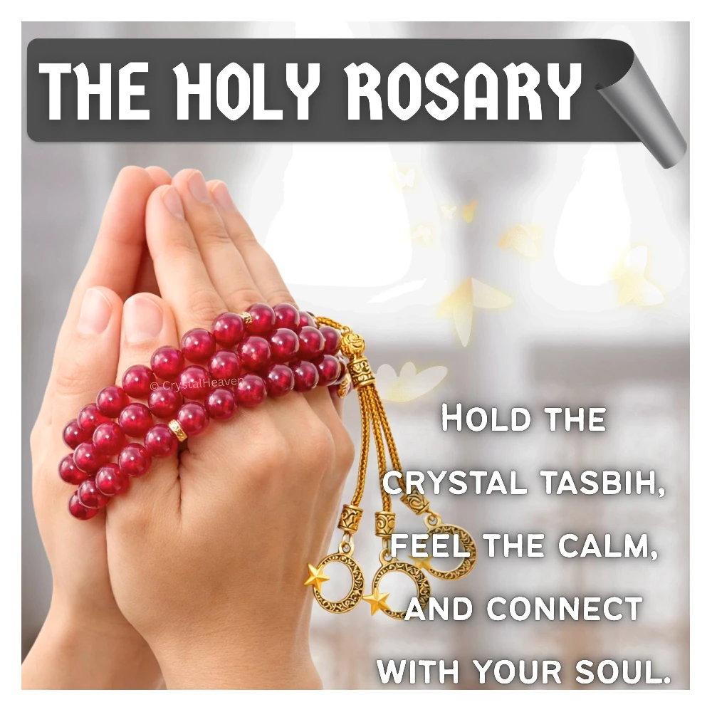 Ruby Jade (Dye) Crystal Tasbih (Gold)