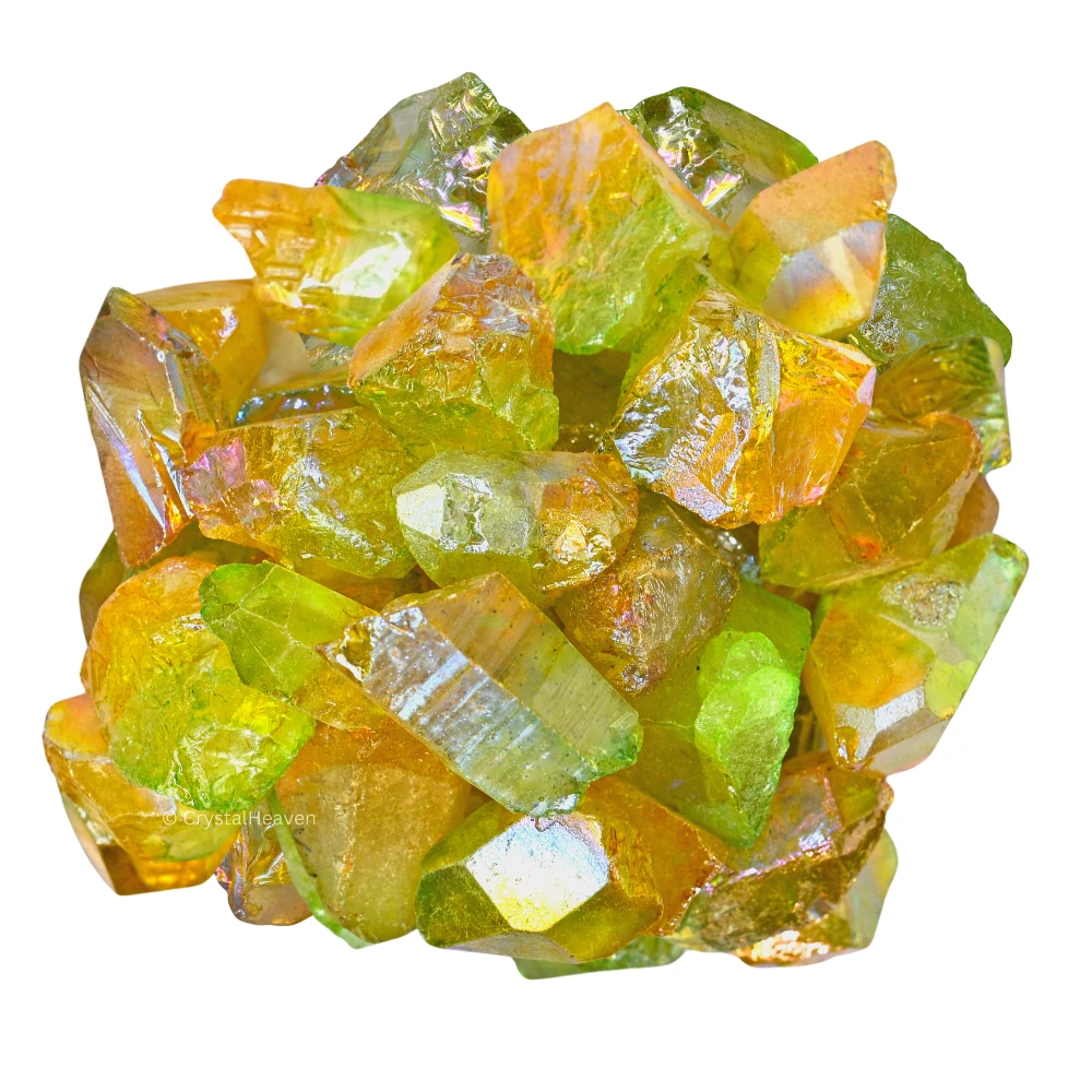 Raw Tangerine Apple Aura Quartz Crystals (2 Pieces)