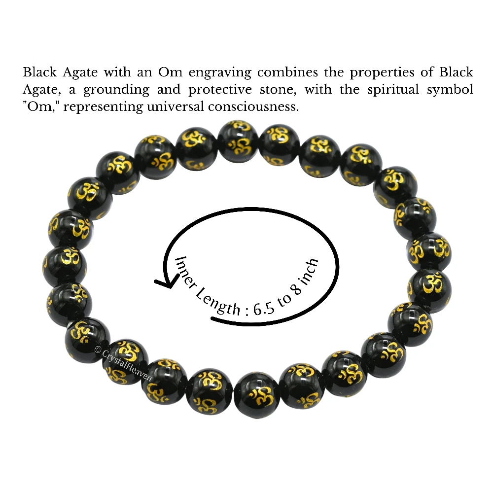 Black Agate OM Bracelet (Elastic)