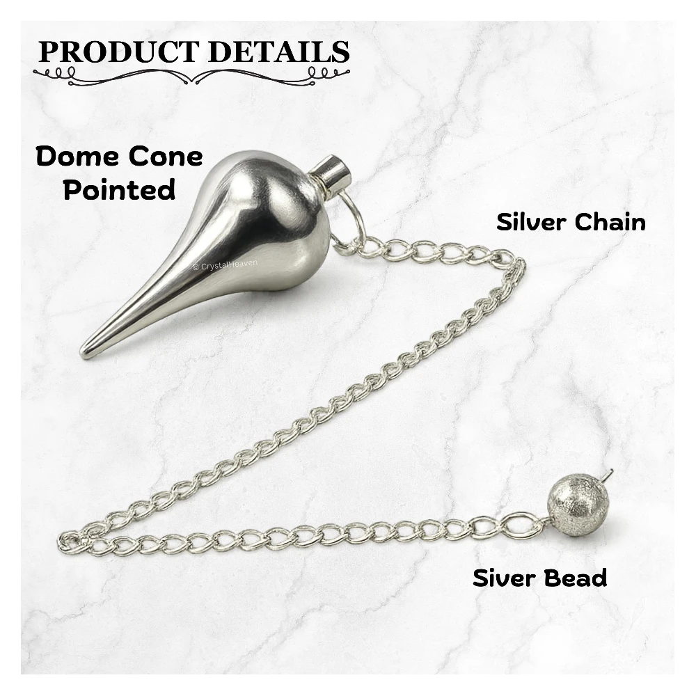 Metal Brass Pendulum - Dome Cone Point Silver (MP119)