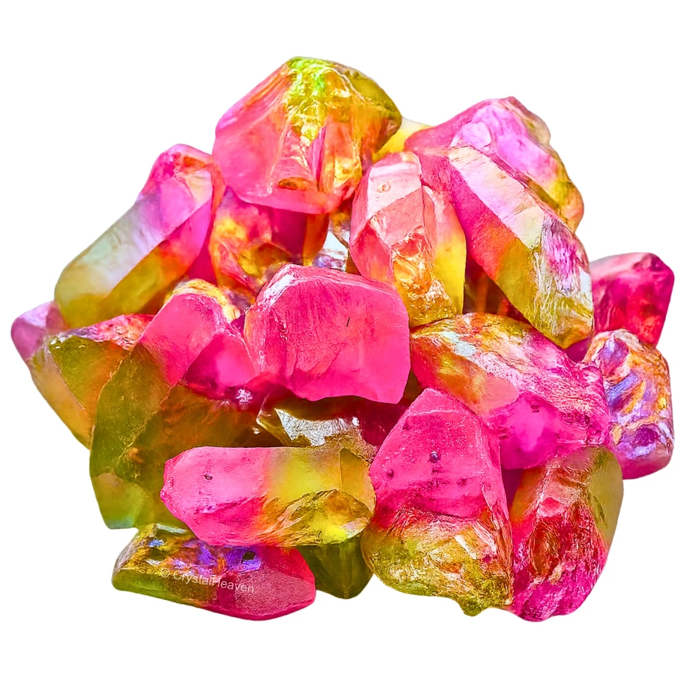 Raw Rose-Apple Aura Quartz Crystals (2 Pieces)